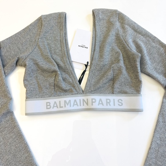 BALMAIN***Silver Lame Crop Top***Small***$525 - Picture 3 of 5